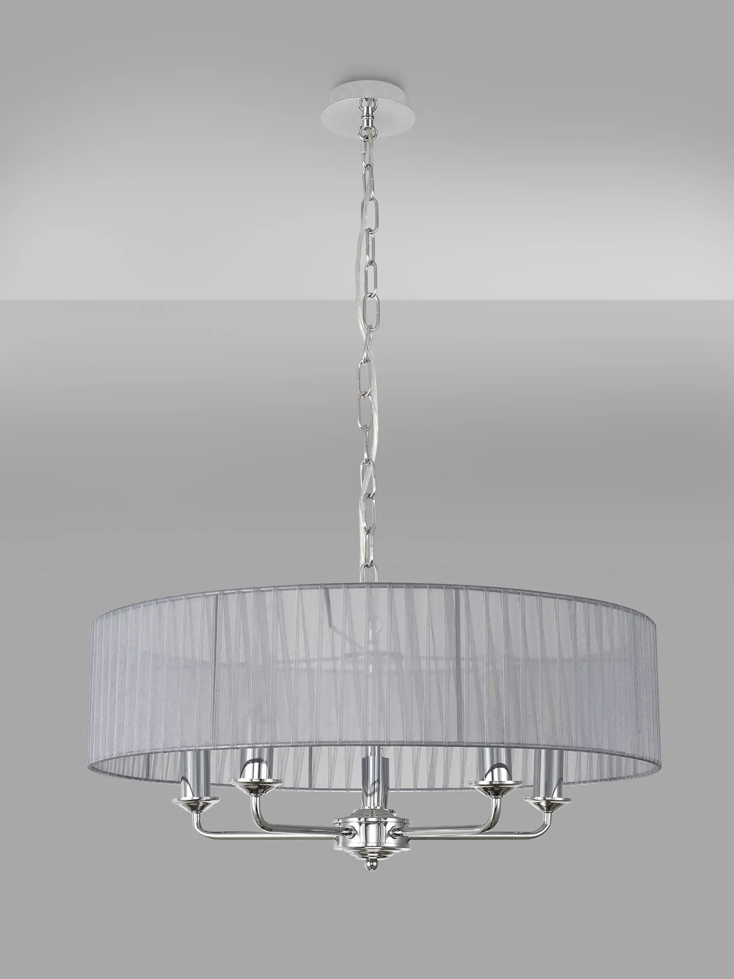 Banyan 45cm 3 Light Pendant Polished Chrome; Grey DK0864  Deco Banyan CH GR